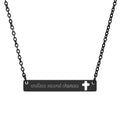 Cutout Cross Bar Necklace — Engravable Religious Pendant with Cut-Out Cross